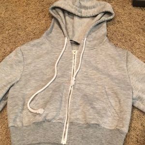 small grey cropped zip up hoodie